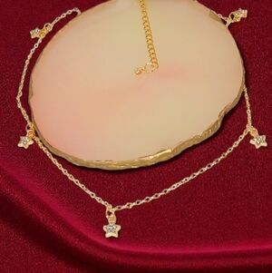 Gold Star Charms Necklace Galactic Whimsygoth Celestial Glam Luxe Bling Minimal